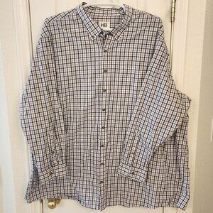 HB Button-Down Shirt Blue Purple Plaid 4XLT 60/40 Cotton Blend